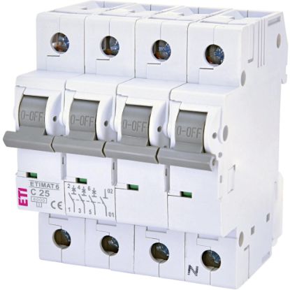 Picture of Автоматичний вимикач ETI ETIMAT 6 3p+N C 25 А (6 kA) (2146518)