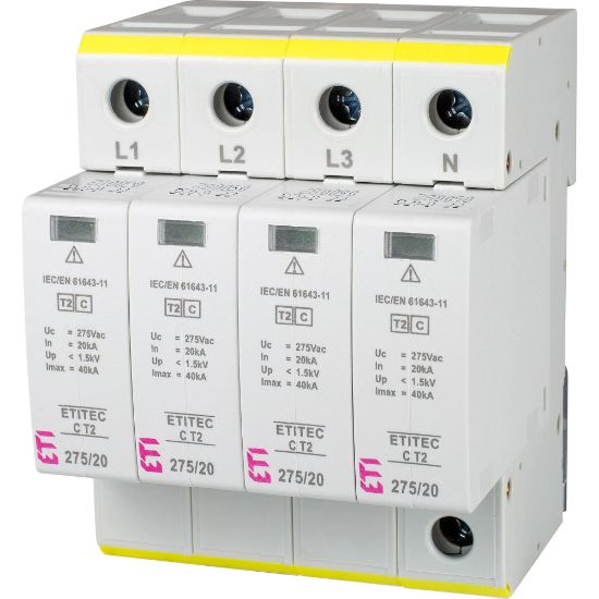 Picture of Обмежувач перенапруги ETI ETITEC C T2 275/20 (4+0) 4p (2440395)