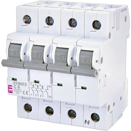 Picture of Автоматичний вимикач ETI ETIMAT 6 3p+N C 6 А (6 kA) (2146512)